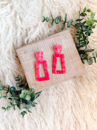 Kennedy Statement Earrings by Linny Co in Hot Pink