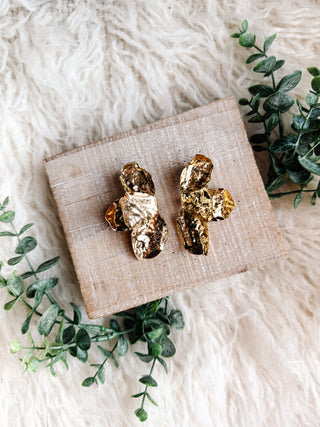 Eden Flower Statement Earrings by Linny Co - Bold Gold Flower Petal Statement Earrings