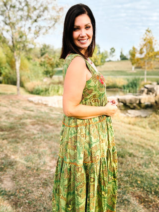 Sister Mary Green Irene Dress by Ivy Jane - Embroidered Green Maxi Dress