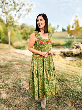Sister Mary Green Irene Dress by Ivy Jane - Embroidered Green Maxi Dress