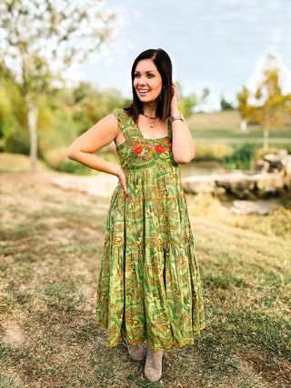 Sister Mary Green Irene Dress by Ivy Jane - Embroidered Green Maxi Dress
