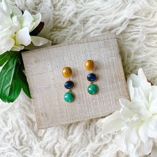 Amelia Earrings - Blue/Green/Gold