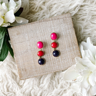 Amelia Earrings - Navy/Red/Magenta