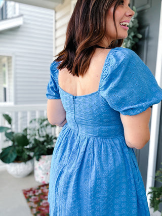 Karlie Crochet Trimmed Puff Sleeve Mini Dress