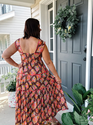 Ivy Jane Sister Mary Rosa Brown Floral Embroidered Maxi Dress