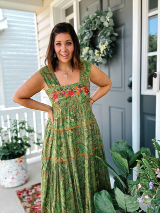 Ivy Jane Sister Mary Green Irene Embroidered Maxi Dress