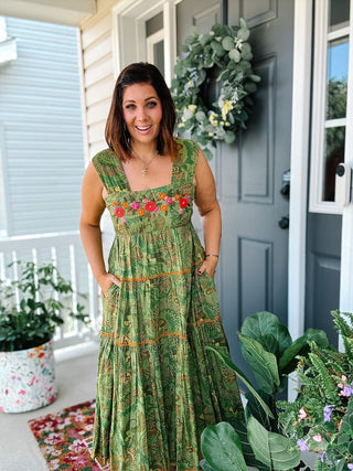 Ivy Jane Sister Mary Green Irene Embroidered Maxi Dress