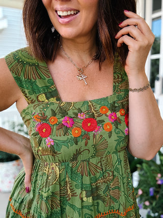 Ivy Jane Sister Mary Green Irene Embroidered Maxi Dress