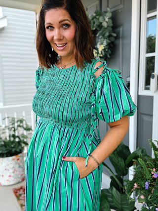 Mallory Striped Midi Dress