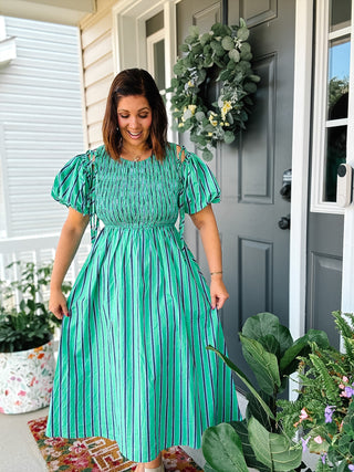 Mallory Striped Midi Dress