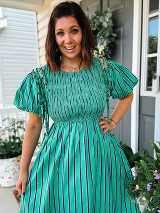 Mallory Striped Midi Dress