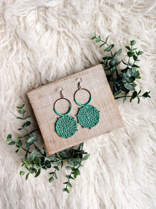 Celeste Crochet Statement Earrings - Teal