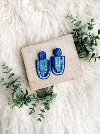 Isla Beaded Statement Earrings – Blue