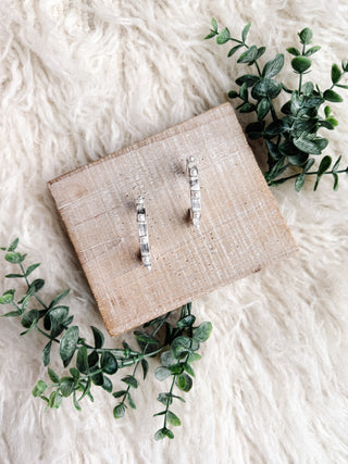 Lyra Hoop Earrings in Silver + Pearl