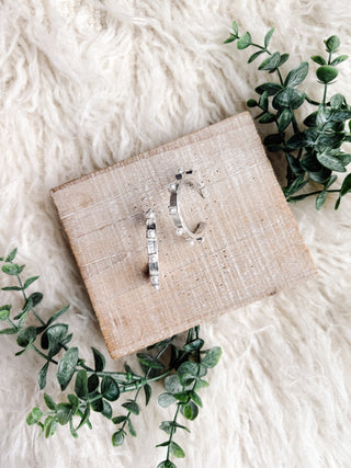 Lyra Hoop Earrings in Silver + Pearl