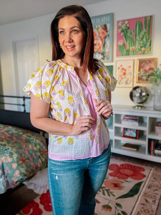 Ivy Jane Border Block Print Top
