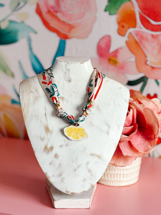 Sunny Bloom Vintage China Scarf Necklace