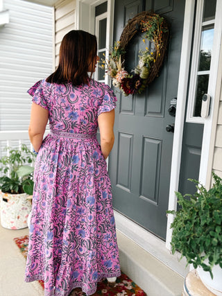 Louise Maxi Dress, Violet Mix Block Print