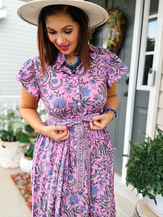 Louise Maxi Dress, Violet Mix Block Print