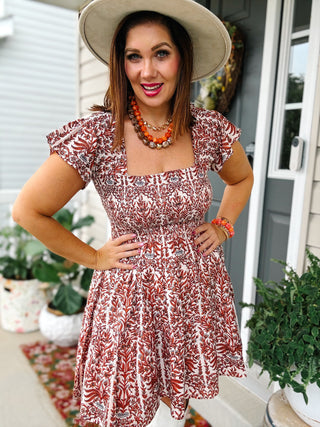 Lil Mini Dress, GD Blossom Orange Floral Print