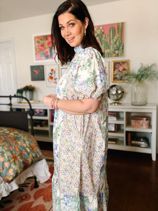 Penelope Patchwork Floral Midi Dress