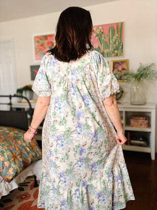 Penelope Patchwork Floral Midi Dress
