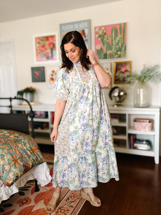 Penelope Patchwork Floral Midi Dress
