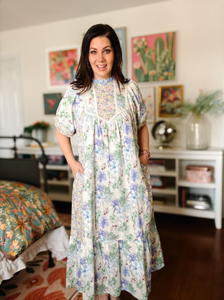 Penelope Patchwork Floral Midi Dress