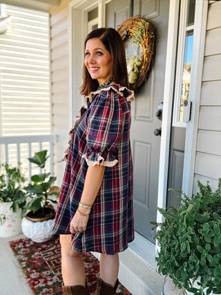 Hattie Plaid Mini Dress