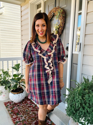 Hattie Plaid Mini Dress