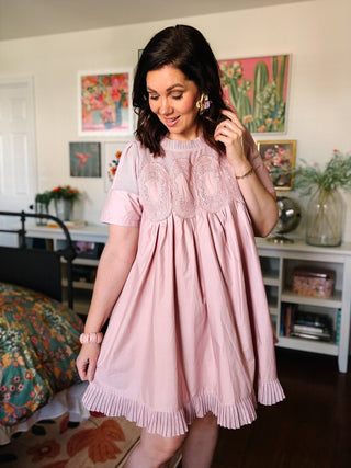 Mauve Pink Lace Babydoll Women's Dress | Easter & Spring Boutique Dress S Mauve Pink Lace Babydoll Women's Dress | Easter & Spring Boutique Dress S