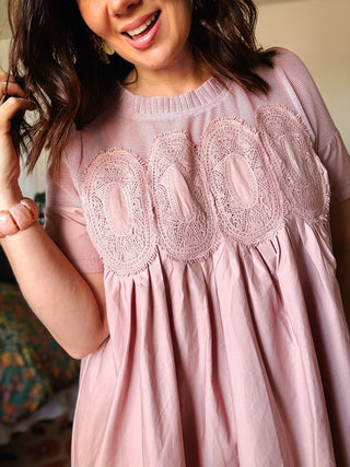 Rosavelle Lace Yoke Mini Dress