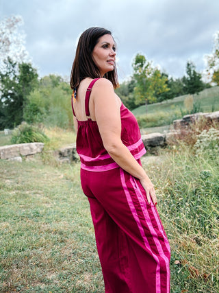 Marisela Set – Burgundy and Pink Two-Piece Set