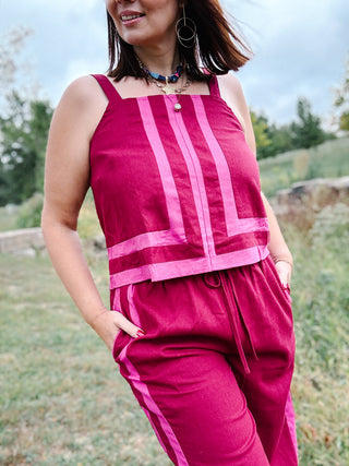 Marisela Set – Burgundy and Pink Two-Piece Set