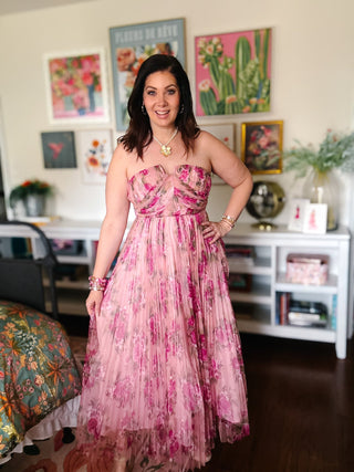 Sarai Pleated Floral Maxi Dress