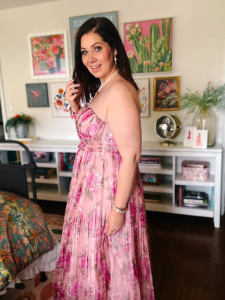 Sarai Pleated Floral Maxi Dress