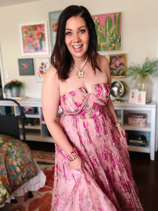 Sarai Pleated Floral Maxi Dress