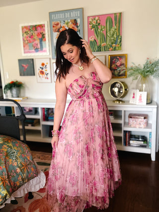 Sarai Pleated Floral Maxi Dress