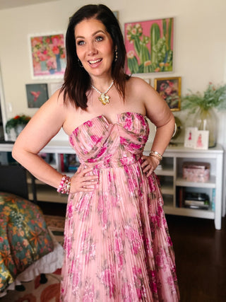 Sarai Pleated Floral Maxi Dress