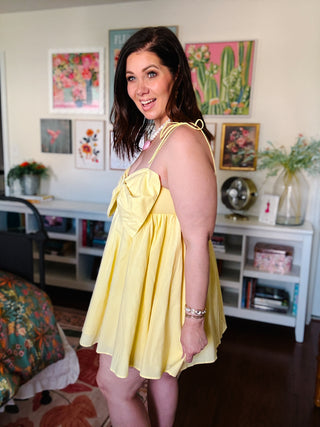 Sasha Bow Mini Dress - Yellow