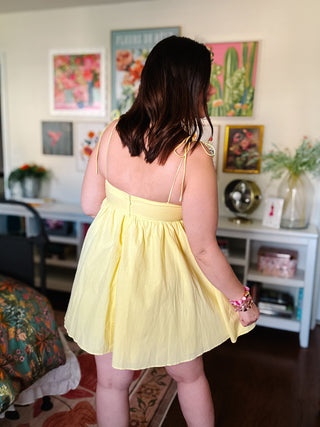 Sasha Bow Mini Dress - Yellow