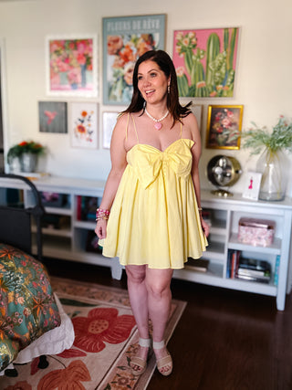 Sasha Bow Mini Dress - Yellow