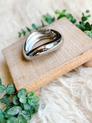 Valora Bracelet - Silver Sculptural Bangle Bracelet