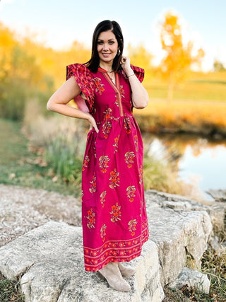 midi magenta dress Glamorous Magenta Cotton Corset Tiered Midi Dress