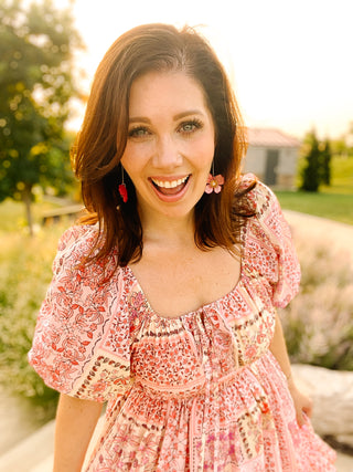 Marissa Dress - Pink Floral Patchwork Boho Mini Dress