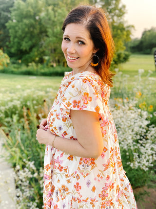 Patti Dress - Cream Mini Dress With Pintuck Yoke And Flutter Sleeves