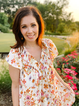 Patti Dress - Cream Mini Dress With Pintuck Yoke And Flutter Sleeves
