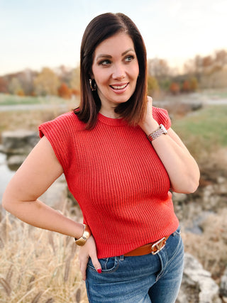 Roxana Knit Top – Rust Sweater Top