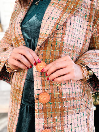 Puff Sleeve Plaid Coat by Ivy Jane - Oversized Ruffle 3/4 Sleeve Vintage Inspired