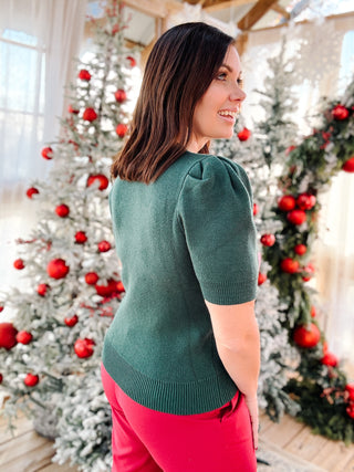 Merry Sweater - Pine Green Christmas Sweater with Ombre Merry
